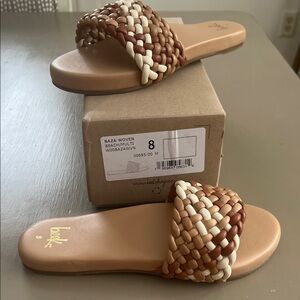 NWT BEEK Baza Woven Slide Sandals - Brown and Cream